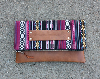 Foldover Clutch Ethnic Bohemian tribal Clutch