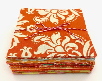 Orange Quilt Fabric 72 4x4 Squares Ready to quilt with