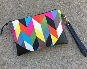 Chevron in Multi Color Wristlet / Clutch