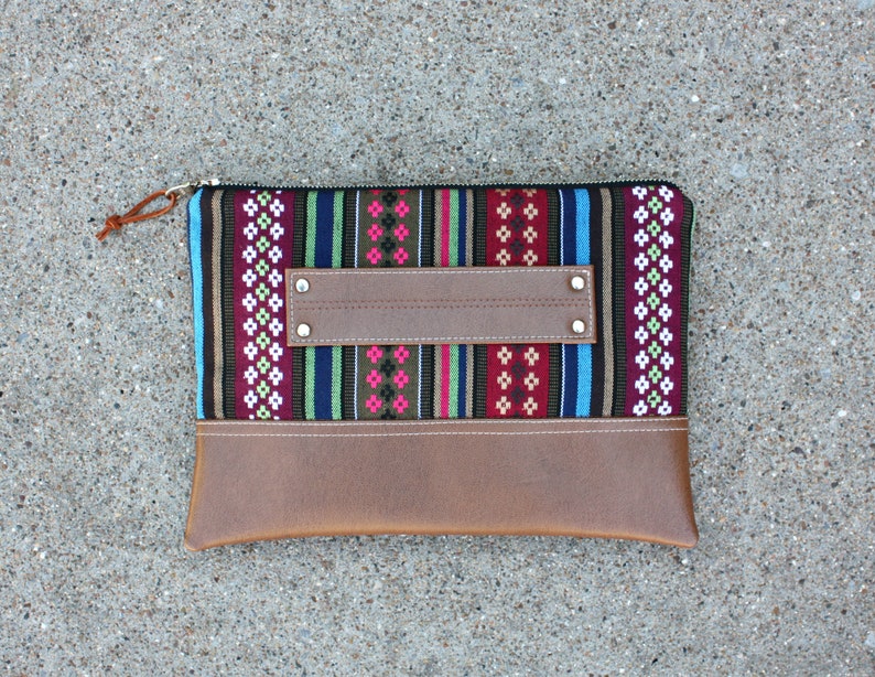 Bohemian Stripe Clutch / Kindle Case / Hand Handle image 1