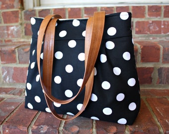 Black POLKA DOT Pleated Purse