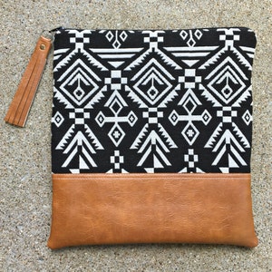 Black Bohemian tribal Foldover Clutch image 3