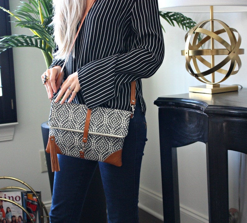 Gray Foldover Handbag Clutch / Kindle Case Etsy