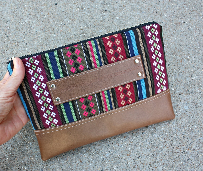 Bohemian Stripe Clutch / Kindle Case / Hand Handle image 6