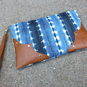 Blue Vegan Leather Clutch / Strap included image 3