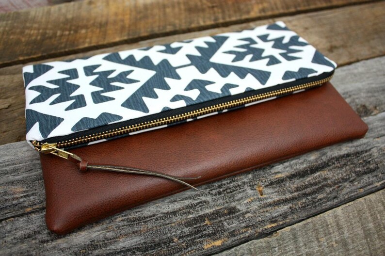 Blue Southwestern Foldover Clutch / Kindle Case image 4