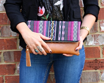 Foldover Clutch Ethnic Bohemian tribal Clutch