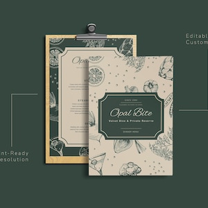 Elegant Restaurant Menu Template: Customizable Cafe Bistro Design (PSD & AI, Digital Download)