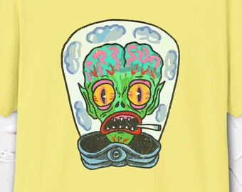 Sci Fi Alien Shirt, Funny Stoner Tee, Space Creature T-Shirt, Weed Humor Graphic Tee, Hotbox Helmet Tshirt, Marijuana Shirt