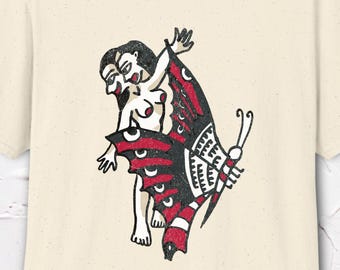 Surreal Tattoo Shirt, Butterfly Graphic Tee, Weird Art Shirt, Two Headed Woman Tee, Hand Drawn Design