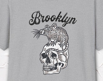 Brooklyn Rat Shirt, NYC Graphic Tee, Skull Rat Tshirt, New York Shirt, Urban Streetwear Tee, Hand Drawn Design