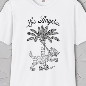 Los Angeles Shirt, LA Graphic Tee, California Tshirt, Palm Tree Dog Shirt, West Coast Tee, Hand Drawn Design image 1