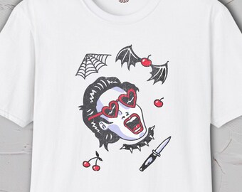 Punk Rocker Shirt, Tattoo Art T-Shirt, Gothic Tattoo Flash Tee, Hand Drawn Weirdcore Shirt, Edgy Alternative Graphic Tshirt