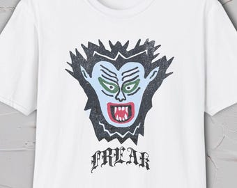 Vampire Shirt, Vampire Face Tee, Gothic Graphic Shirt, Monster Tee, Halloween Shirt, Hand Drawn Design