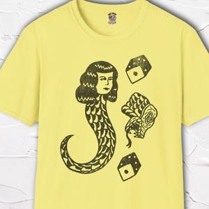 Snake Lady Shirt, Tattoo Style Graphic Tee, Gothic Woman Shirt, Edgy Feminine Tee, Alternative Art Shirt, Hand Drawn Design bild 1