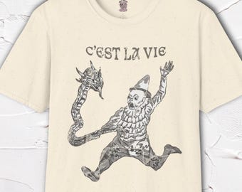 Weird Clown Graphic Tee, Dark Clowncore Shirt, Unhinged Clown Shirt, Hand Drawn Clown Illustration, Scary Clown Tee, Alternative Aesthetic