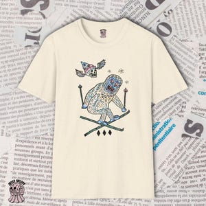 Yeti Shirt, Abominable Snowman Tee, Cute Monster Shirt, Fantasy Creature Graphic Tee, Whimsical Goth Shirt, Hand Drawn Design image 4
