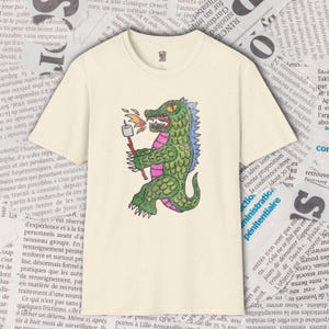 Funny Dragon Shirt, Cute Dragon Graphic Tee, Marshmallow Dragon Shirt, Fantasy Creature Shirt, Quirky Animal Tee, Hand Drawn Shirt image 4
