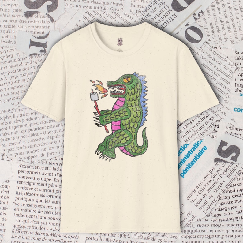 Funny Dragon Shirt, Cute Dragon Graphic Tee, Marshmallow Dragon Shirt, Fantasy Creature Shirt, Quirky Animal Tee, Hand Drawn Shirt image 4
