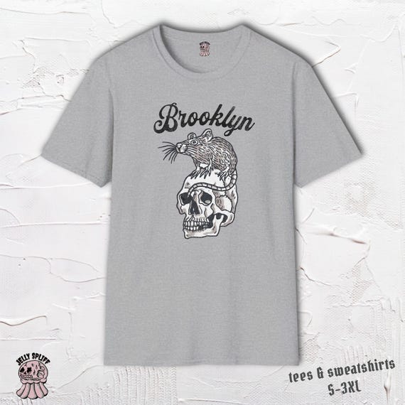 Brooklyn Rat Shirt, NYC Graphic Tee, Skull Rat Tshirt, New York Shirt, Urban Streetwear Tee, Hand Drawn Design
