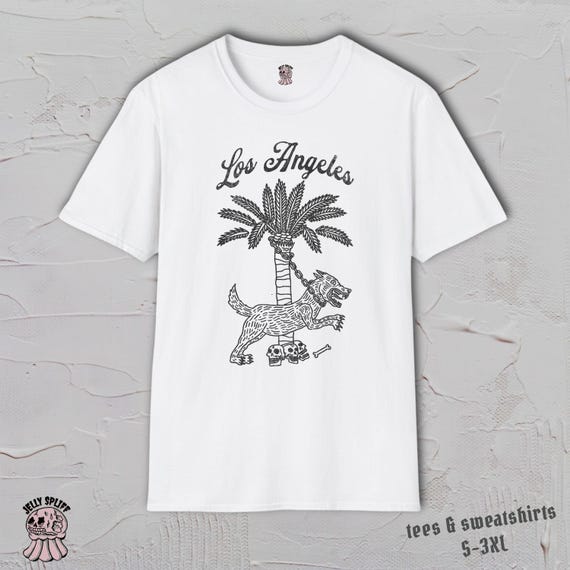 Los Angeles Shirt, LA Graphic Tee, California Tshirt, Palm Tree Dog Shirt, West Coast Tee, Hand Drawn Design