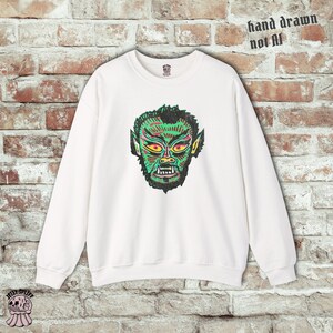 Werewolf Shirt, Retro Horror Tee, Werewolf Face Shirt, Monster Graphic Tee, Hand Drawn Design image 2