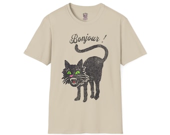 Black Cat Shirt Gift Cat Mom Shirt Gift for Black Cat Lover Aesthetic Shirt Black Cats Rule Shirt Cute Cat Graphic Tee Funny Cat Bonjour