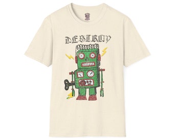 Vintage Robot Shirt for Sci-Fi Fan Gift for Robot Lover Tshirt Original Art Robot Theme T-Shirt for Friend Birthday Gift Shirt Robot Art