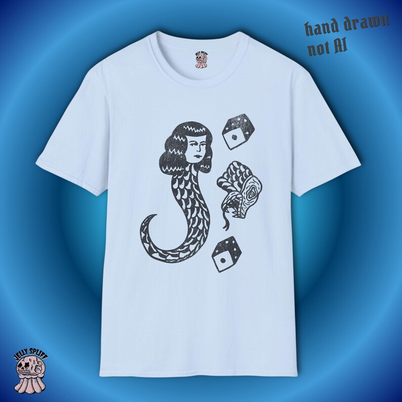 Snake Lady Shirt, Tattoo Style Graphic Tee, Gothic Woman Shirt, Edgy Feminine Tee, Alternative Art Shirt, Hand Drawn Design bild 5
