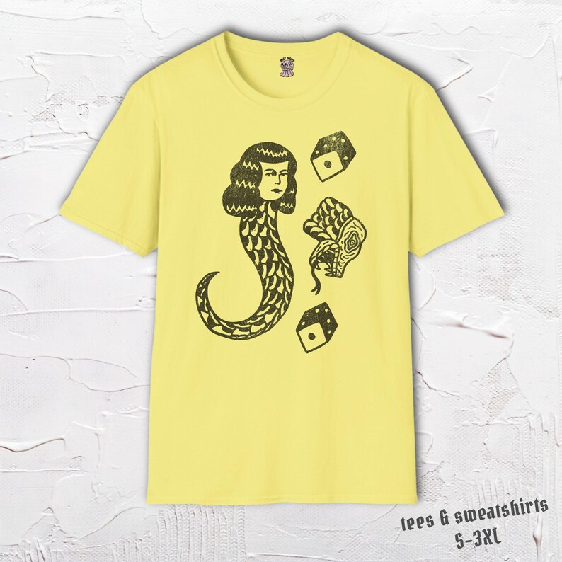 Snake Lady Shirt, Tattoo Style Graphic Tee, Gothic Woman Shirt, Edgy Feminine Tee, Alternative Art Shirt, Hand Drawn Design bild 1