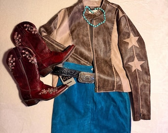 New Vintage 90’s Global Identity G-III Leather Suede Western Skirt with Original Tags STILL ON