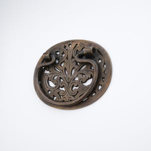 4.7" Detailed Antique Brass Cupboard Pulls, Decorative Cabinet Grips, Unique Chest Handles