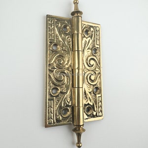4.5&quot; Vintage Solid Brass Door Hinges, Decorative Classic Door Hinge, Antique Brass Hardware
