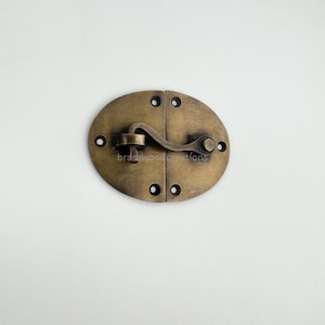3.1&quot; Retro Brass Latch with Hooks, Door Lock, Chest Cabinet Drawer Lock, Antique Brass Hardware