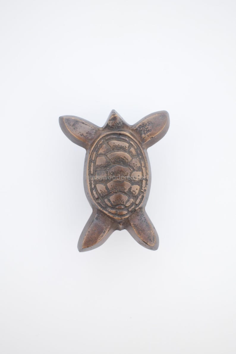 Pu&ograve; includere: Statuetta a forma di tartaruga color bronzo con pinne distese e un motivo a guscio dettagliato. La tartaruga &egrave; posizionata su uno sfondo bianco. La statuetta &egrave; un oggetto decorativo.