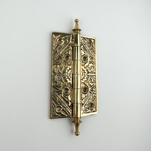 4.5&quot; Antique Brass Door Hinges, Vintage Brass Decoration, Unique Door Decor, Brass Door Decoration, Classic Door Hinge