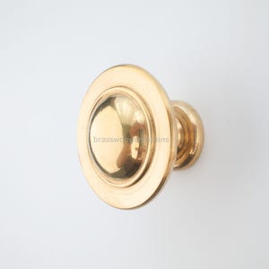 1.6" Vintage Polished Brass Knob - Gold Finish Drawer Hardware - Elegant Cupboard Grips