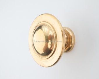 1,6" vintage knop van gepolijst messing - ladebeslag goudafwerking - elegante kastgrepen