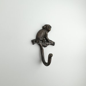 3.1&quot; Monkey Brass Wall Hook, Keys Hook, Robe Hook, Coat Hook, Brass Hook, Wall Mounted Hooks, Wall Hanger