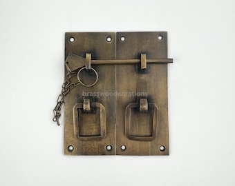 Vintage Style Solid Brass Door Latch with Handle (4.5")