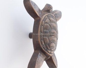 3,1 "Schildkröte Massiv Messing Schubladenknäufe, Antique Schrank Knäufe, Tier Kabinett Knäufe