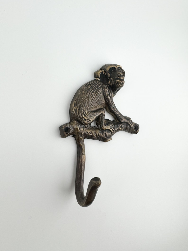 Monkey Solid Brass Wall Hook 5”