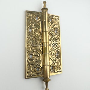4.5&quot; Detailed Unique Brass Door Hinge, Classic & Vintage Style Decorative Hinge