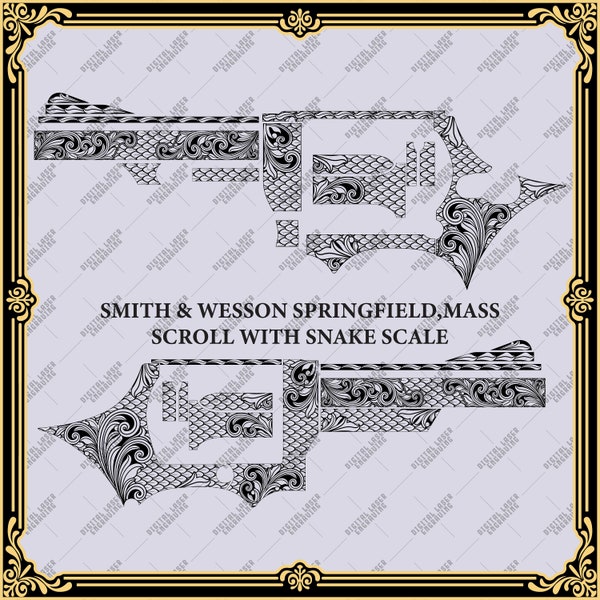 Smith & Wesson Springfield Mass Scroll With Sanke Scale For Laser Engraving Firearms Design