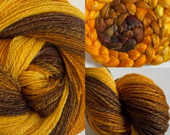 Handspun gradient yarn 3.75ozs 390 yards fingering weight polwarth silk 70/30