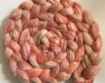 Hand Dyed roving wool 4ozs polwarth mulberry silk 70/30 ready to ship shimmer