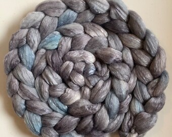 Hand Dyed roving wool 4ozs polwarth mulberry silk 70/30 ready to ship shimmer