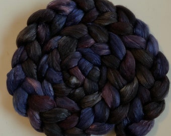 Hand Dyed roving wool 4ozs polwarth mulberry silk 70/30 ready to ship shimmer