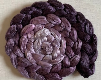 Hand Dyed Mulberry gradient silk roving 2oz Ready to ship