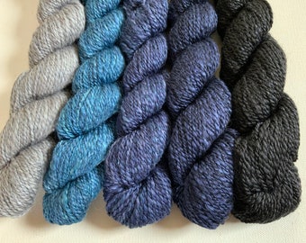 Handspun gradient yarn 6 ozs 620 yards fingering weight polwarth silk 70/30